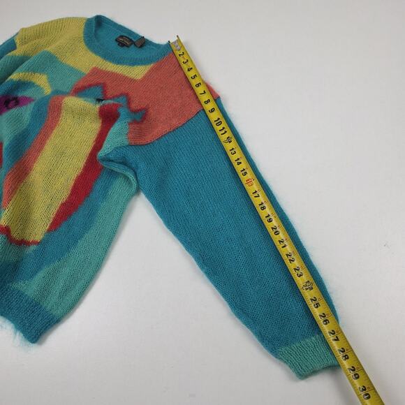 Vintage Renee Tener Jeanne Pierre Sweater Womens Large Mohair Abstract Face 80s - Picture 6 of 9